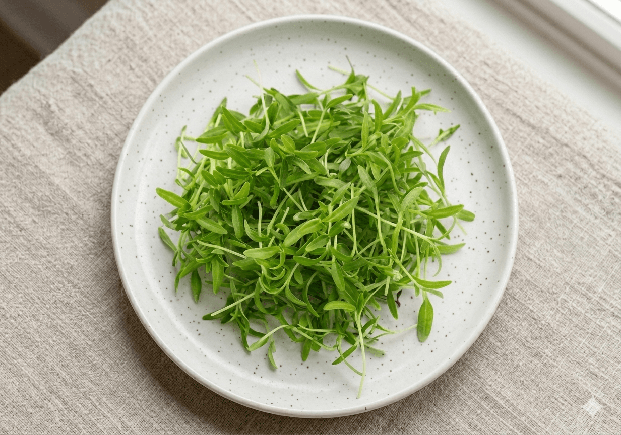 Fresh microgreens in hand